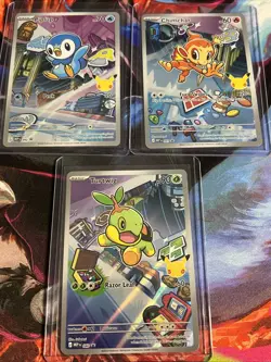 Pokemon First Partner Illustration Rare Turtwig Chimchar Piplup 30th Anniversary - Image 1