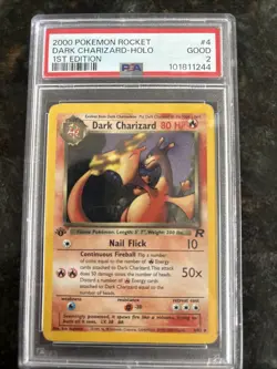 2000 POKEMON ROCKET 1ST ED #4 DARK CHARIZARD-HOLO PSA 2 - Image 1
