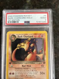 2000 POKEMON ROCKET 1ST ED #4 DARK CHARIZARD-HOLO PSA 2 - Image 2