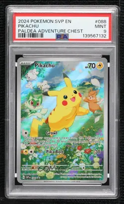 Pikachu (Paldea Adventure Chest) Holo Pokemon Scarlet & Violet Black Star PSA 9 - Image 1