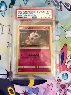 PSA 9 Jigglypuff 14/18 Holo Detective Pikachu Sun & Moon Pokemon Card - Image 1