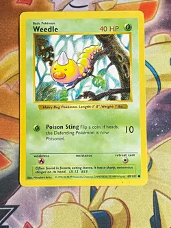 Weedle 69/102 Base Set Shadowless Pokemon Card LP - Image 1