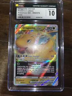 Dragonite VSTAR 050/078 Pokemon GO Ultra Rare Holo CGC 10 Graded Card - Image 1