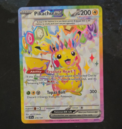 The Pokemon Company Pikachu ex Ultra Rare Full Art Holo 219/191 Sv08 Topaz Bolt - Image 1
