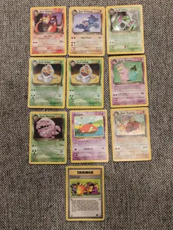 Vintage Team Rocket Pokemon 10 Card Lot Damaged Poor Condition Dark Charizard - Image 1