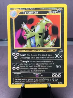 Pokemon TCG 1st Edition Tyranitar 31/75 Neo Discovery Non Holo Rare VTG WOTC - Image 1