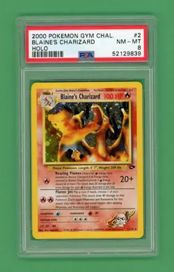 Blaine's Charizard Pokemon Gym Challenge Holo Rare 2/132 PSA 8 - Image 1