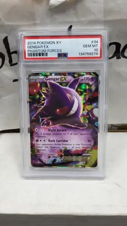 2014 GENGAR EX XY PHANTOM FORCES POKEMON TCG PSA 10 GEM MINT #34 - Image 2