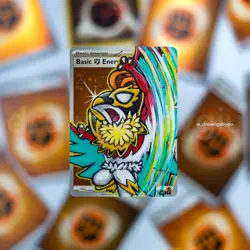 Mega Hawlucha - hand-painted on Fightning Holo Energy Pokemon card - Image 1