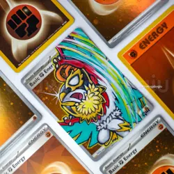 Mega Hawlucha - hand-painted on Fightning Holo Energy Pokemon card - Image 4