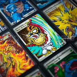 Mega Hawlucha - hand-painted on Fightning Holo Energy Pokemon card - Image 5