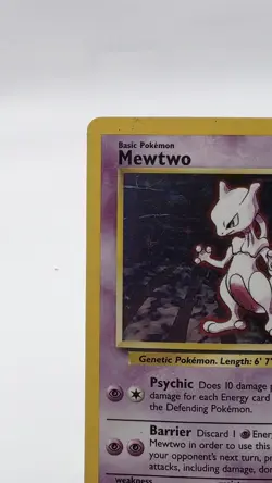 Pokemon TCG Mewtwo. Vintage HOLOGRAPHIC. Poor Condition Damaged. - Image 3