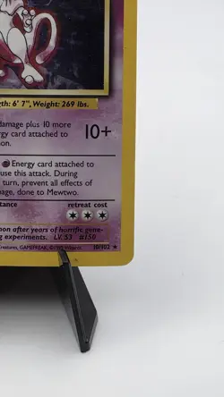 Pokemon TCG Mewtwo. Vintage HOLOGRAPHIC. Poor Condition Damaged. - Image 5