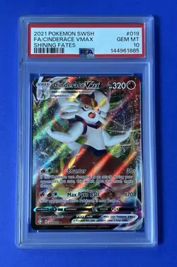 2021 Pokemon SWSH FA/Cinderace VMax Shining Fates #019 PSA 10 GEM MT - Image 1