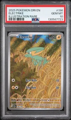 2025 Pokemon DRI EN Electrike PSA 10 GEM Illustration Rare FULL ART 196/182 - Image 1