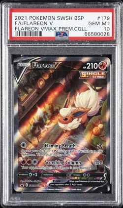 2021 POKEMON SWSH BLACK STAR PROMO #179 FULL ART/FLAREON V PSA 10 - Image 1