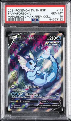 2021 POKEMON SWSH BLACK STAR PROMO #181 FULL ART/VAPOREON V PSA 10 - Image 1