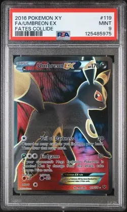 Pokemon PSA 9 Umbreon EX (Full Art) 119/124- XY Fates Collide New Certification - Image 1
