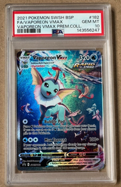 VAPOREON VMAX SWSH182 BLACK STAR PROMO SWORD & SHIELD POKEMON GEM MINT PSA 10 - Image 1