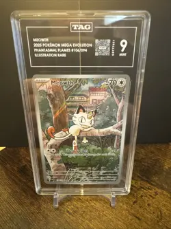 Pokemon TCG Meowth Phantasmal Flames 106/094 TAG 9 MINT - Image 1