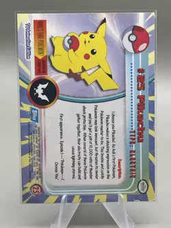 Pikachu #25 Topps Blue Label TV Animation Edition Pokemon TCG 1999 NM - Image 2