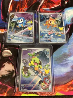 Pokemon First Partner Illustration Rare Turtwig Chimchar Piplup 30th Anniversary - Image 1