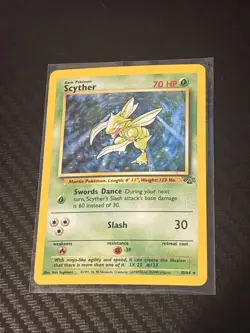 Pokemon Scyther TCG Jungle Holo Card 10/64 Unlimited Rare, Vintage LP Condition - Image 1