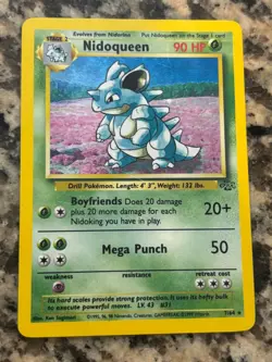 Pokemon TCG Nidoqueen Jungle 7/64 Holo Unlimited Holo Rare - Image 1