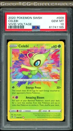 PSA 10 ⭐ Pokemon Celebi 009 Amazing Rare Vivid Voltage Full Art Graded Card - Image 1