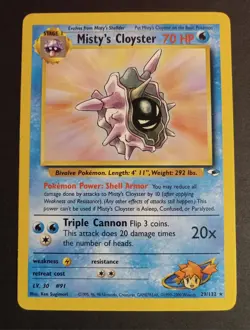 Pokemon TCG Misty's Cloyster 29/132 Gym Heroes Unlimited Regular Rare LP - Image 1