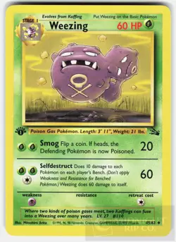 POKEMON WEEZING 45 FOSSIL 1ST EDITION LP - Image 1