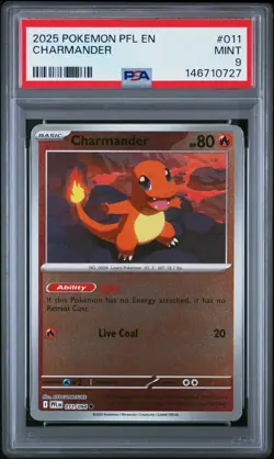 2025 POKEMON PFL EN-PHANTASMAL FLAMES #011 CHARMANDER PSA 9 - Image 1