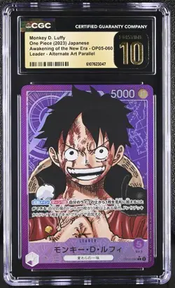 CGC 10 Pristine Monkey.D.Luffy OP05-060 Awakening One Piece Alt Art Jpn - Image 1