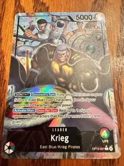 One Piece CCG Krieg Leader OP15-001 Holo 5000 Power English Bandai Card - Image 1