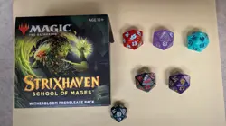 MTG Spindown Dice Lot + Strixhaven Witherbloom Prerelease Box (Rare Ikoria d20) - Image 1