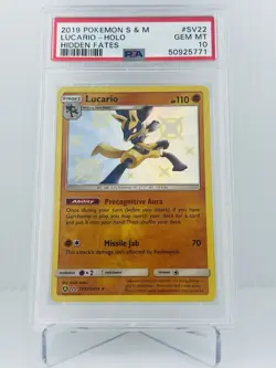 Pokemon Hidden Fates Lucario SV22 PSA 10 - Image 1