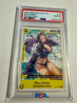Nico Robin OP07-104 Pre Release One Piece CCG PSA 10 POP 41 - Image 1