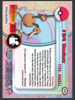NM Doduo Topps Chrome #84 Animation Series 2 Holo Pokemon Card B23 - Image 2