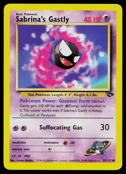Pokemon Card Gym Challenge Sabrina's Gastly 97/132 Common - Image 1