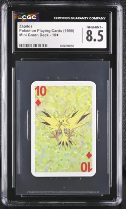 Zapdos Pokemon Playing Cards (1999) Mini Green Deck 10 of Diamonds CGC 8.5 - Image 1