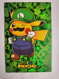 Pokemon Luigi Pikachu Shapes Holo Merry Christmas Card Database NM - Image 1