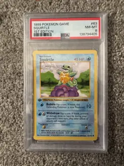 Pokemon Card 1st Edition Shadowless Squirtle 63/102 Base Set PSA 8 NM-MINT - Image 1