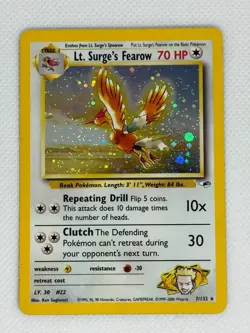 Lt. Surge's Fearow Holo Card 7/132 Pokemon TCG Unlimited Rare Gym Heroes - Image 1