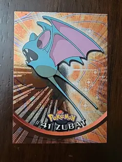 NM! RAYS HOLO Foil Zubat #41 Topps Pokemon Series 1 TV Black Logo - Image 1