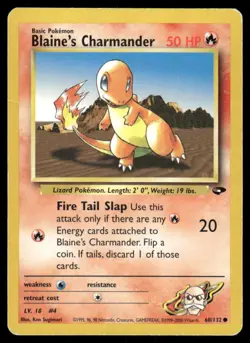 2000 Pokemon Blaine's Charmander Common Gym Challenge 60/132 Unlimited DMG - Image 1
