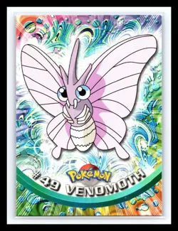 💥 VENOMOTH 1999 Topps Pokemon TV Non Holo Animation 1st Series Blue Logo # 49 - Image 1