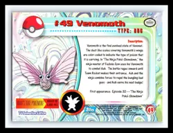 💥 VENOMOTH 1999 Topps Pokemon TV Non Holo Animation 1st Series Blue Logo # 49 - Image 2