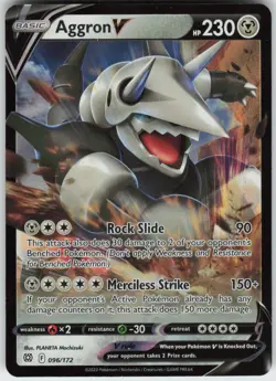 Aggron V 096/172 Holo V Rare Brilliant Stars Pokemon Near Mint - Image 1