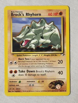 NM Brock's Rhyhorn - Non-Holo #22 Gym Heroes Pokemon TCG - Image 1