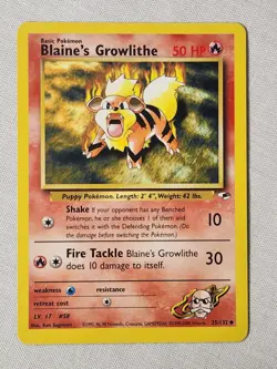 Played (LP) Blaine's Growlith - Non-Holo #35 Gym Heroes Pokemon TCG - Image 1